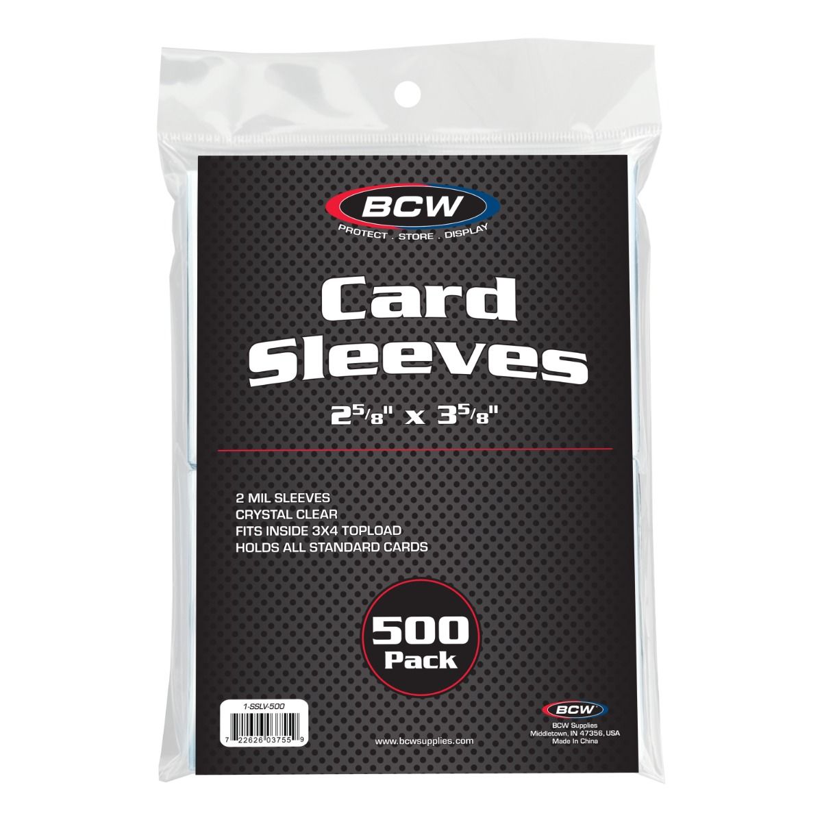 Pack of BCW card sleeves with clear packaging on a white background