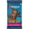 Magic: The Gathering card pack featuring a warrior character with 'The Lost Caverns of Ixalan' text on a blue background.