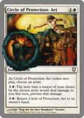 Card featuring artwork with a central figure and text about 'Circle of Protection: Art'.