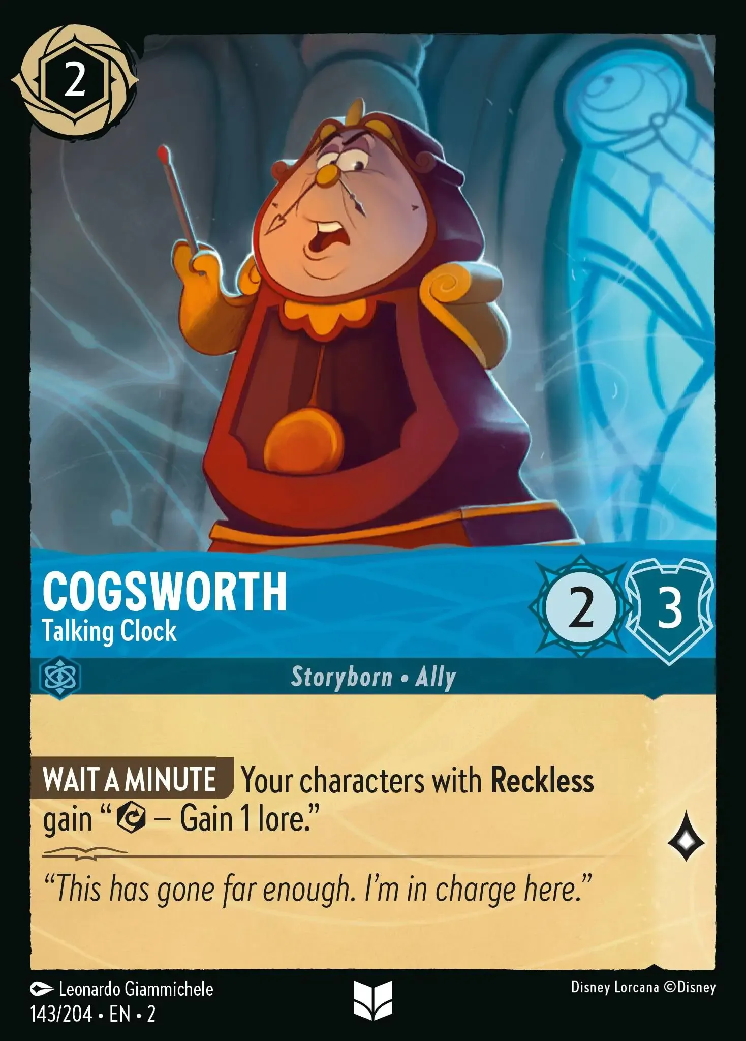 Lorcana - Cogsworth - Talking Clock - Rise of the Floodborn