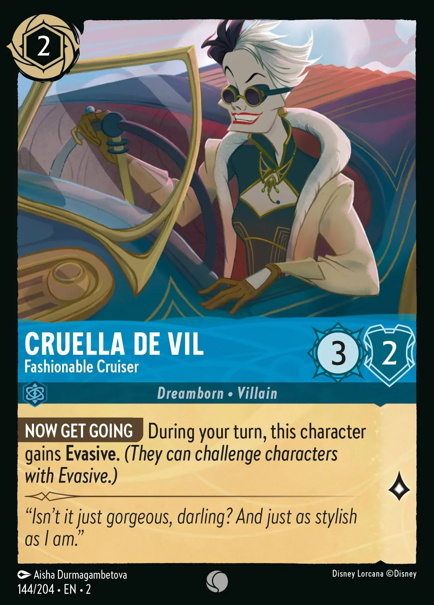 Lorcana - Cruella De Vil - Fashionable Cruiser - Rise of the Floodborn