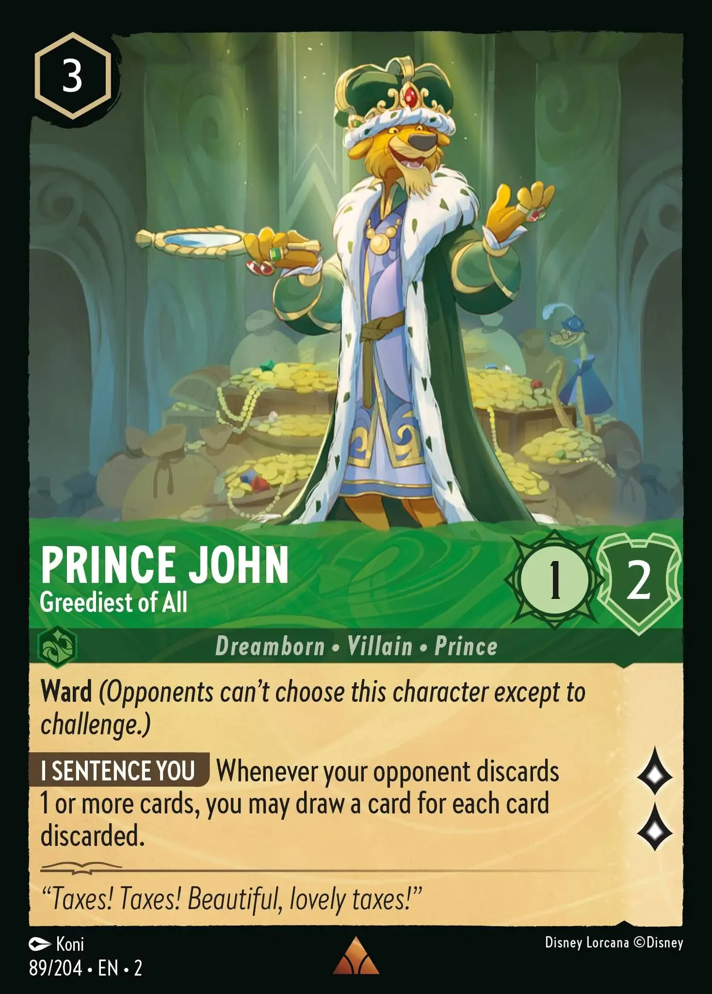 Lorcana - Prince John - Greediest of All - Rise of the Floodborn